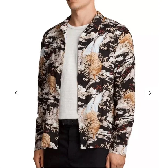 All Saints Sumatra Slim Fit Button Down Long Sleeve Shirt - Picture 2 of 8